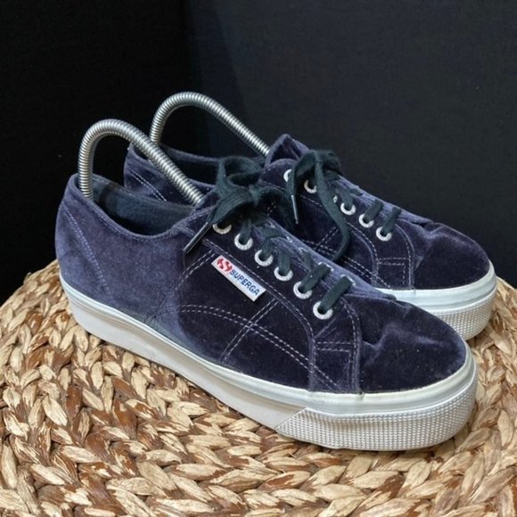 Superga Shoes - Superga black velvet platform